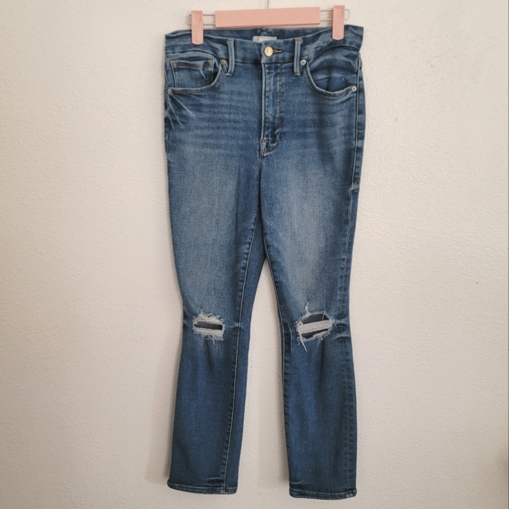 Good American Skinny Distressed Denim Jeans,  Size 6/28